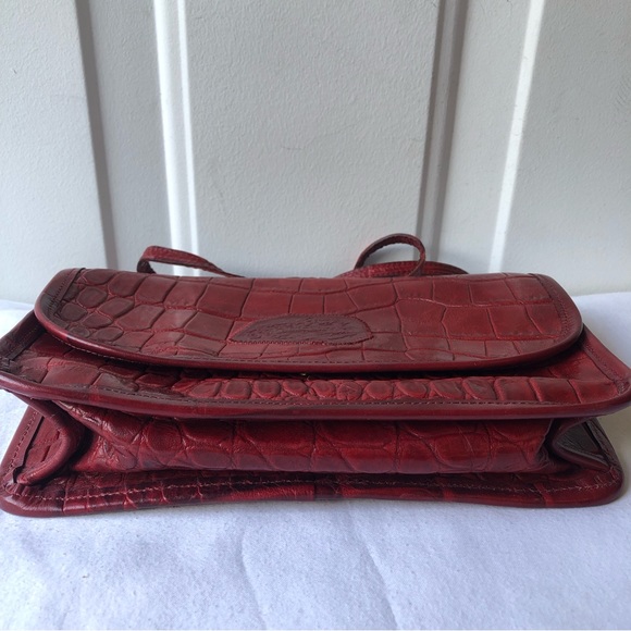 VINTAGE CARLOS FALCHI CROC 🐊 EMBOSSED LEATHER SHOULDER BAG - Picture 3 of 15
